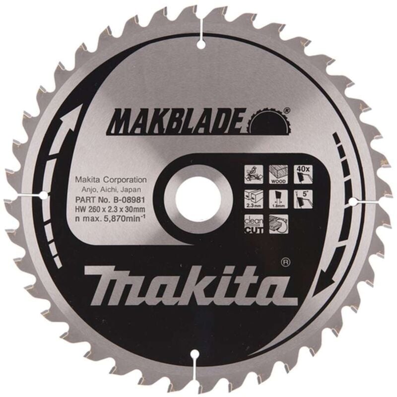Makita Zubehör - Sägeblatt Holz, 260x30 mm, 40 Zähne B-32770