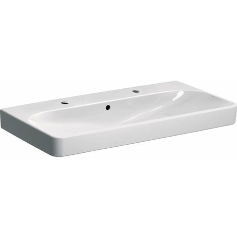Geberit Smyle Square - Waschtisch 90x48 cm, mit Überlauf, 2 Hahnlöcher, weiß 500.252.01.1