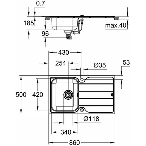 Grohe Abwäschen - Spüle K500, 86x50 cm, gebürsteter Edelstahl 31571SD1