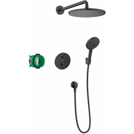 Hansgrohe Croma - Duschset 280, mit Thermostat Ecostat S-Unterputz, schwarz matt 27961670 (1/5)