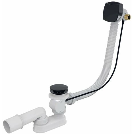 kielle Ablaufgarnituren - Ablauf- und Überlaufgarnitur für Badewanne, Länge: 570 mm, ClickClack, schwarz matt 11601034