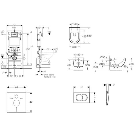 Geberit Duofix - Set Vorwandelement, WC Oudee und Softclose-Sitz, Betätigungsplatte Delta01, Chrom matt SANI11CA1125