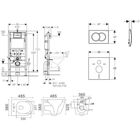 Geberit Duofix - Set Vorwandelement, WC Gaia und Softclose-Sitz, Betätigungsplatte Delta01, alpinweiß SANI11CA3112