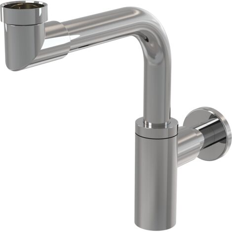 Platzsparender Siphon für Waschbecken A403 – verchromtes Messing – Anschluss Ø32mm – Durchfluss 30 l/min – hohe Kratzfestigkeit – Alcaplast (1/3)