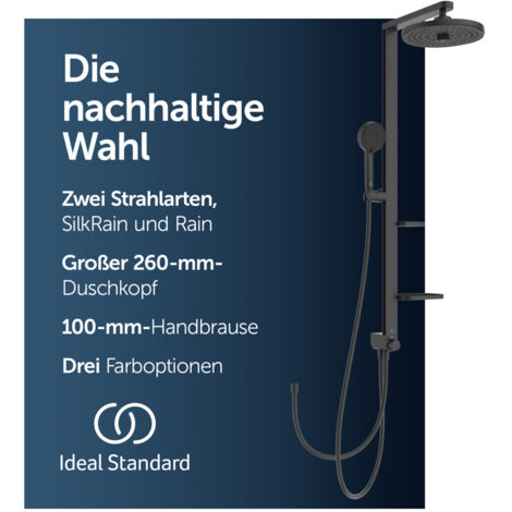 Ideal Standard ALU+ - Duschset ohne Armatur, Durchmesser 26 cm, 2 Strahlarten, Seide schwarz BD585XG