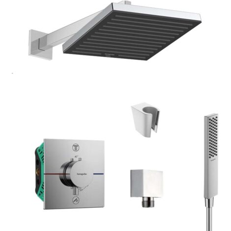 SANITINO - Brauseset mit Unterputz-Thermostat hangrohe, inkl. Einbaukörper, kielle Zubehör, Chrom SANI21HHK003
