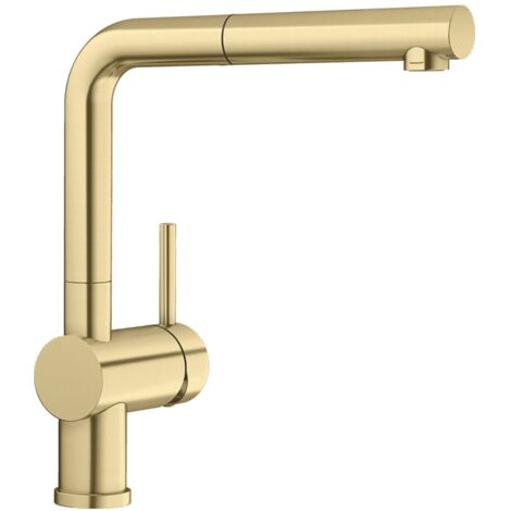 Blanco Armatur Linus-S druckfest - schwenkbar- und ausziehbarer Wasserhahn, Silgranit satin gold