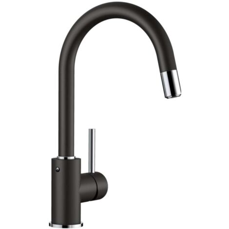 Blanco Mida S - Küchenarmatur mit ausziehbarem Anschluss, Schwarz/Chrom 526146
