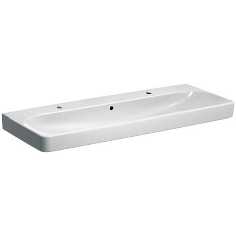 Geberit Smyle Square Waschtisch, Breite 120cm, Tiefe 48cm, Hahnloch links, rechts, Überlauf sichtbar, Weiß