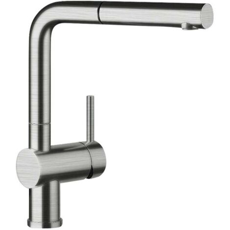 Blanco Armatur Linus-S druckfest - schwenkbar- und ausziehbarer Wasserhahn, Metall Edelstahl-Effekt