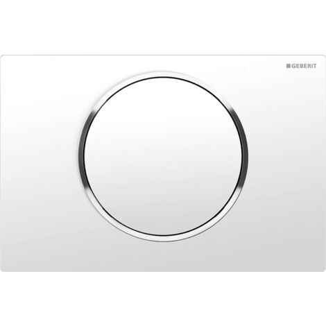 Geberit Betätigungsplatte Sigma10 für Spül-Stopp-Spülung – Kunststoff weiß – hochglanz-verchromt – schallgedämmte Drückerstangen (1/7)