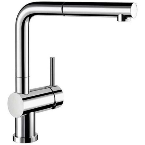 Blanco Linus S-F - Küchenarmatur, mit ausziehbarem Anschluss, aufklappbar, für Unterfenstermontage, Messig 514023