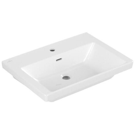 Villeroy & Boch Waschbecken Subway 3.0 650x470mm Rechteck 1 Hahnloch mit Überlauf Weiß Alpin