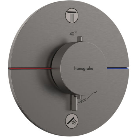 Hansgrohe ShowerSelect Comfort - Unterputz-Thermostatarmatur für 2 Verbraucher, Chrom schwarz gebürstet 15554340