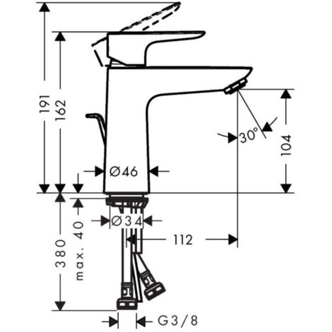 Hansgrohe Talis E - Waschtisch Einhebelmischer 110 CoolStart mit Ablaufgarnitur mit Zugstangen, verchromt 71713000