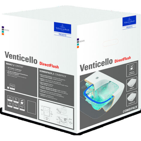 Villeroy & Boch Venticello Combi-Pack – DirectFlush spülrandlos – wandhängend – Abgang waagerecht – Spülwasserbedarf 3/4,5l – 375 x 560 x 330mm (1/4)
