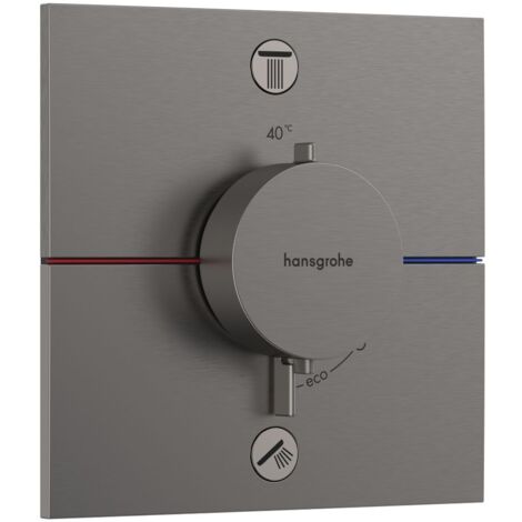 Hansgrohe ShowerSelect Comfort - Unterputz-Thermostatarmatur für 2 Verbraucher, Chrom schwarz gebürstet 15572340