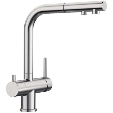 Blanco Fontas S II - Küchenarmatur mit ausziehbarem Auslauf und Filterfunktion, Edelstahl 525199