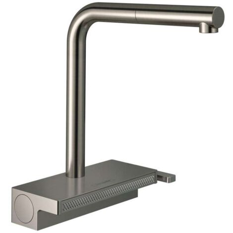 Hansgrohe M81 - Spültischarmatur Aquno Select, mit ausziehbarem Auslauf und flachem Brausestrahl, Edelstahl 73836800