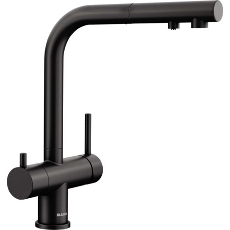 Blanco Fontas S II - Spültischarmatur mit ausziehbarem Auslauf und mit Filterfunktion, schwarz matt 526672 (1/5)