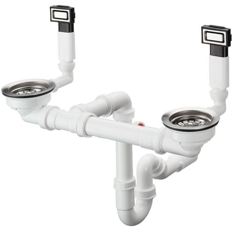 Hansgrohe - Ab- und Überlaufgarnitur für Doppelbecken, Edelstahl 43922800 (1/2)