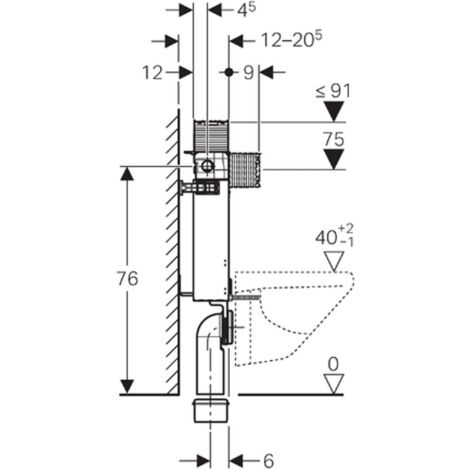 Geberit Kombifix - Installationselement für Wand-WC, 82 cm, Unterputz-Spülkasten OMEGA 12 cm 110.000.00.1