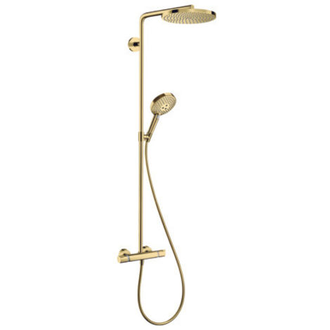 Hansgrohe Raindance Select S - Duschsäule Showerpipe mit Thermostatbatterie, 1jet, Gold poliert 27633990