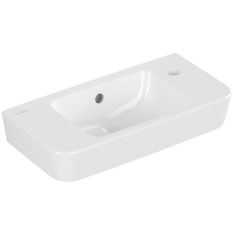 Villeroy & Boch O.novo - Handwaschbecken Compact 50x25 cm, mit Überlauf, 1 Hahnloch rechts, CeramicPlus, Alpinweiß 4342R5R1