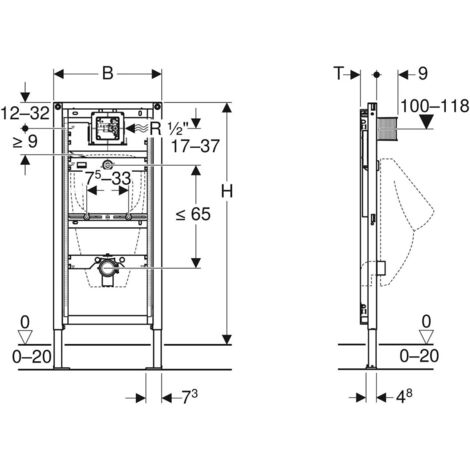 Geberit Duofix - Installationselement Duoifix für Pissoir, universal 111.616.00.1