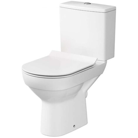 Cersanit City - WC-Kombi mit SoftClose-Sitz, Abgang hinten, Wasseranschluss seitlich, CleanOn, weiß K35-037
