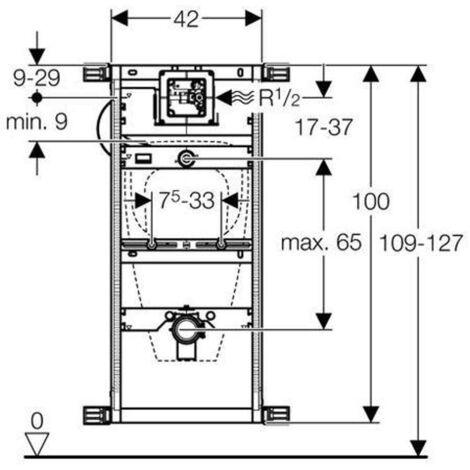 Geberit Kombifix - Montageelement für Pissoir, 109–127 cm, universal 457.611.00.1