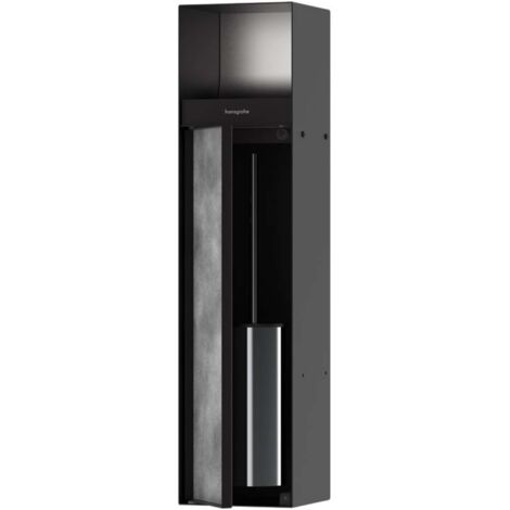 hansgrohe XtraStoris Rock Toilettenbürstenhalter – Wandeinbau mit befliesbarer Tür – PushOpen – Edelstahl – Maße 145x140x595mm (1/10)
