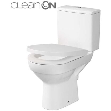 Cersanit City - WC-Kombi mit SoftClose-Sitz, Abgang hinten, Wasseranschluss seitlich, CleanOn, weiß K35-035
