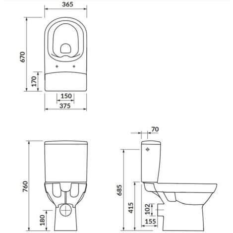 Cersanit City - WC-Kombi mit SoftClose-Sitz, Abgang hinten, Wasseranschluss seitlich, CleanOn, weiß K35-035