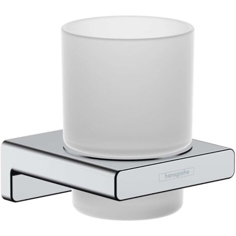 Hansgrohe AddStoris - Zahnputzbecher mit Halter mit Halter, Glas matt/ verchromt 41749000