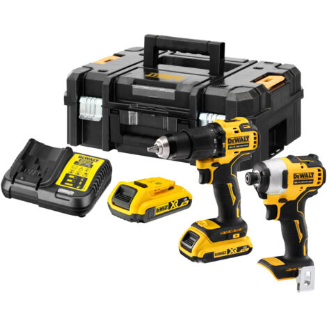 DeWALT Werkzeuge - 18V Akku-Schlagbohr- und Schlagschrauber-Set, 2x 2,0 Ah Li-Ion Akku, Ladegerät DCK2062D2T