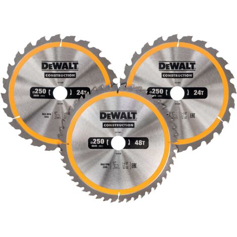 DeWALT Zubehör - Kreissägeblatt-Set, 3-tlg, für Holz, 250x30 mm DT1963