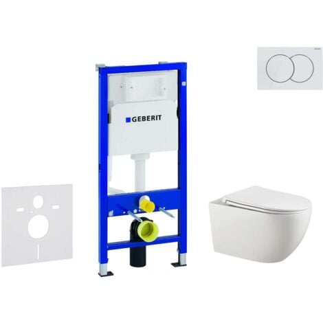Geberit Duofix - Set Vorwandelement, Gaia-WC mit Softclose-Sitz und Delta01-Betätigungsplatte, Alpinweiß SANI11CA3124