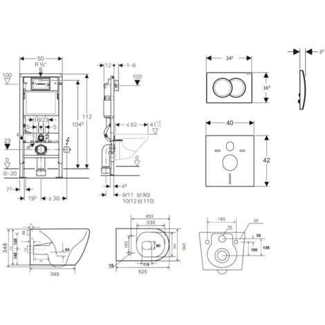 Geberit Duofix - Set Vorwandelement, Gaia-WC mit Softclose-Sitz und Delta01-Betätigungsplatte, Alpinweiß SANI11CA3124