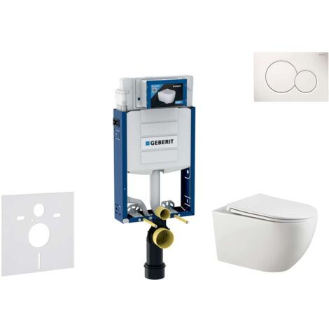 Geberit Kombifix - Set Vorwandelement, Gaia-WC mit Softclose-Sitz und Sigma01-Betätigungsplatte, Alpinweiß SANI15CA3116