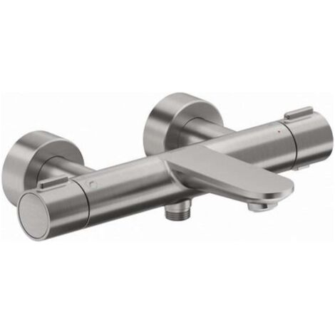 Duravit Wave - Thermostat-Badewannenarmatur, Edelstahl gebürstet WA5220000070