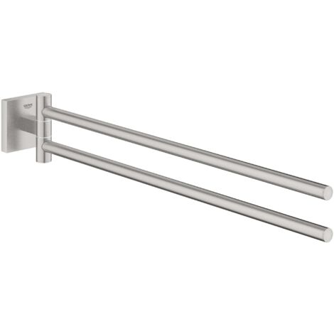 Grohe QuickFix Start Cube - Doppel-Handtuchhalter, Länge 44 cm, Supersteel 40976DC0