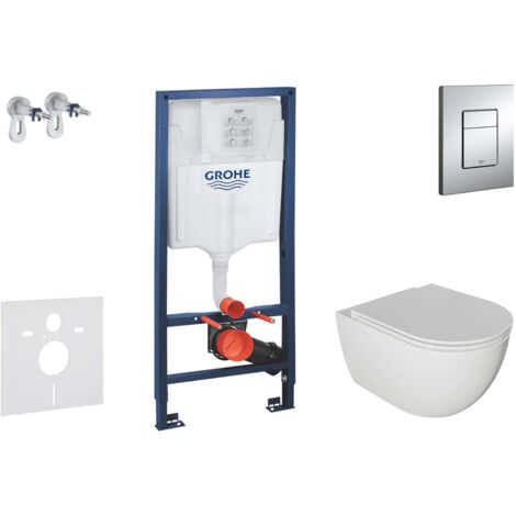 Grohe Rapid SL - Grohe Rapid SL Vorwandinstallationsset, WC Oudee mit WC-Sitz SoftClose, Betätigungsplatte Skate Cosmopolitan, verchromt SANI11BA1104