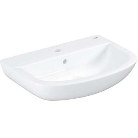 Grohe Bau Keramik Waschtisch, Alpinweiß wandhängend, 553x386mm, 1 Hahnloch, mit Überlauf, aus Sanitärkeramik