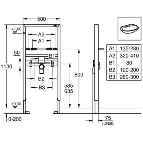 Grohe Rapid SL - Vorwandelement für Waschtisch, Bauhöhe 113 cm 38554001