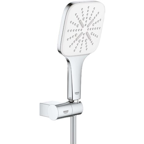 Grohe Rainshower SmartActive Cube - Wandhalterset 130 9,5 l/min, 3 Strahlarten, Halter und Schlauch, Moon White 26588LS0