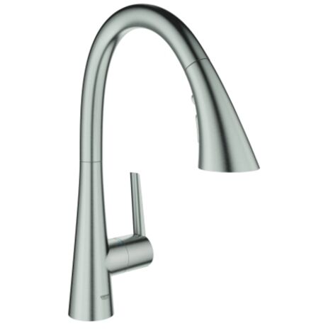 Grohe Zedra - Spültischarmatur mit ausziehbarer Geschirrbrause, SuperSteel 32294DC2