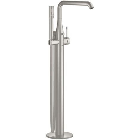 Grohe Essence - Badewanne Einhebelmischer, Bodenmontage, SuperSteel 23491DC1