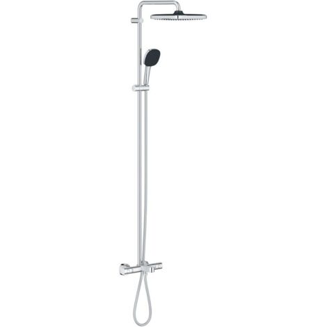 Grohe Vitalio Comfort - Duschset mit Badewannenthermostat, 25x25 cm, 2 Strahlarten, Chrom 26984001