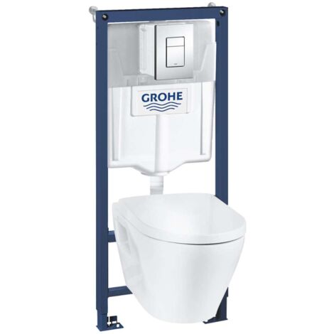 Grohe Solido - Set für Wand-WC + Klosett Bau Ceramic und WC Sitz softclose, Betätigungsplatte Skate Cosmopolitan, Chrom 39186000